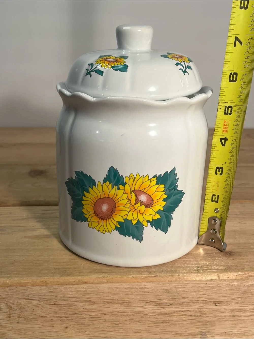 Vintage Sunflower Kitchen Canister Ceramic Farmhouse Cottagecore With Lid